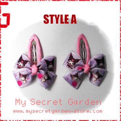 Kuromi & My Melody Grosgrain Ribbon Girls Hair Bows Hair Clip BB Hair Pin